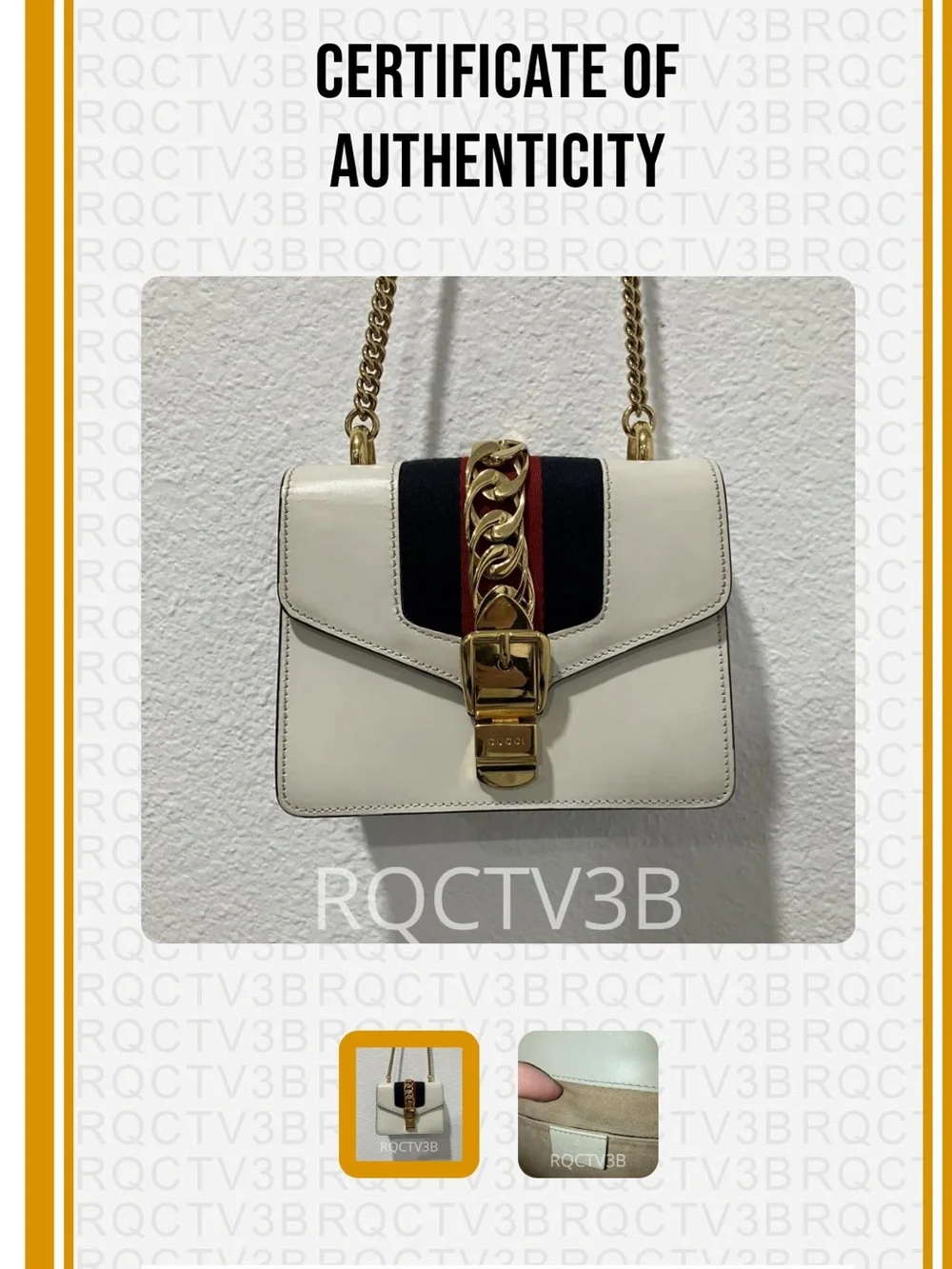GUCCI Calfskin Mini Sylvie Chain
Shoulder Bag Dust Bag/COA New Condition - Picture 10 of 11